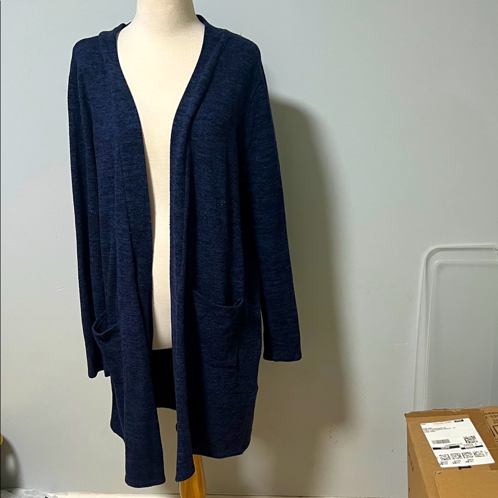Zenana Outfitters Deep Blue Open Front Cardigan
